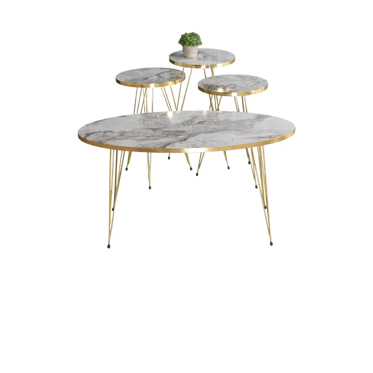 4er Set Couchtische Alena marmor gold