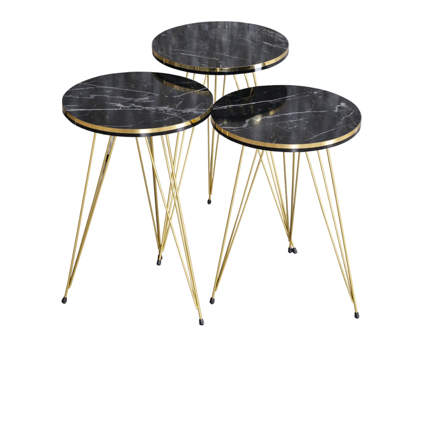 3er Set Beistelltische Alina schwarz gold