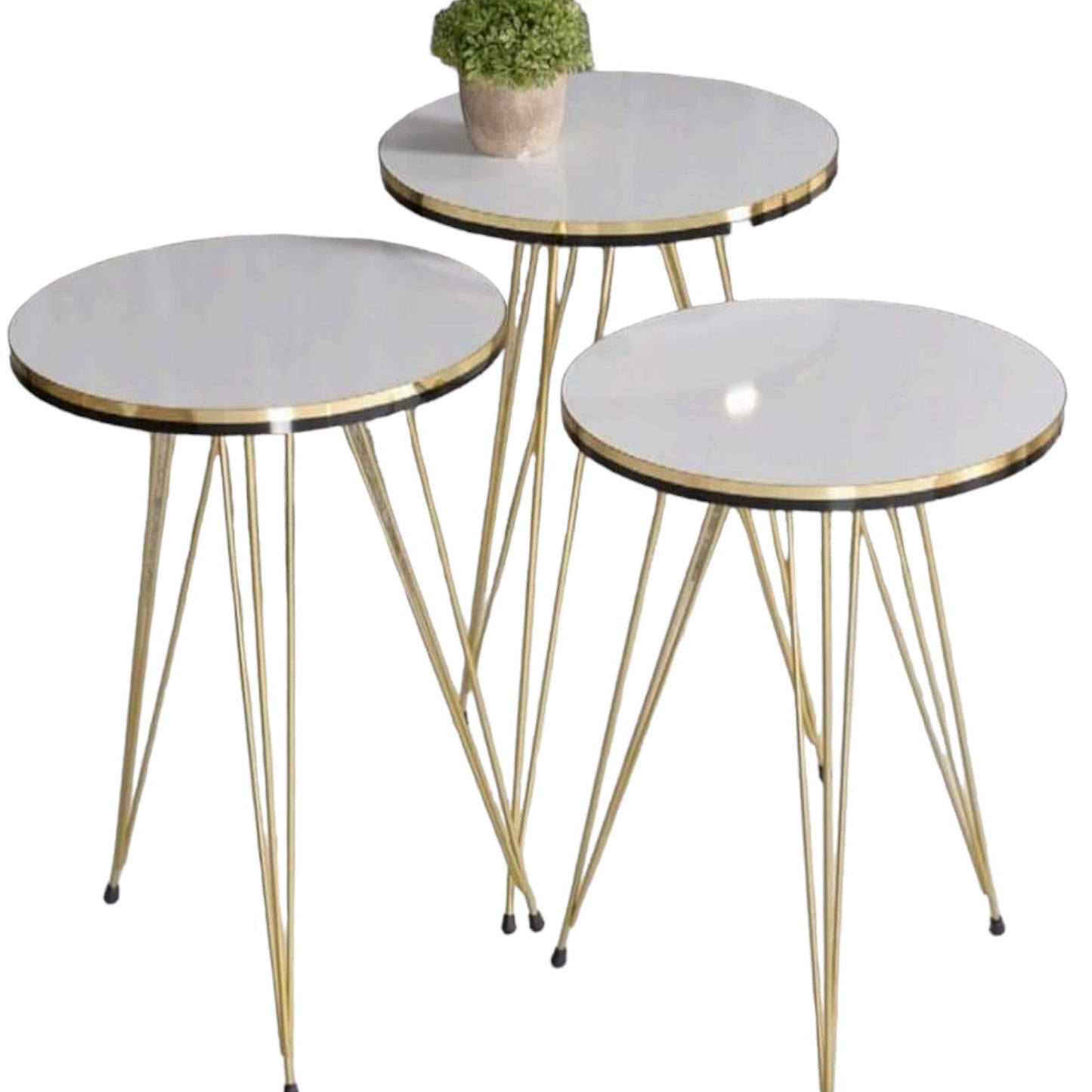 3er Set Beistelltische Alina weiss gold