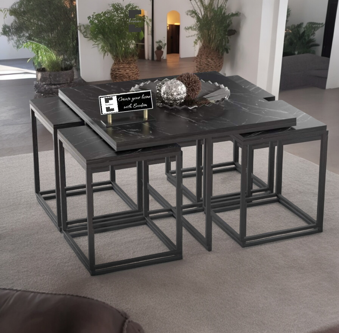 5er Set Couchtische Alina schwarz